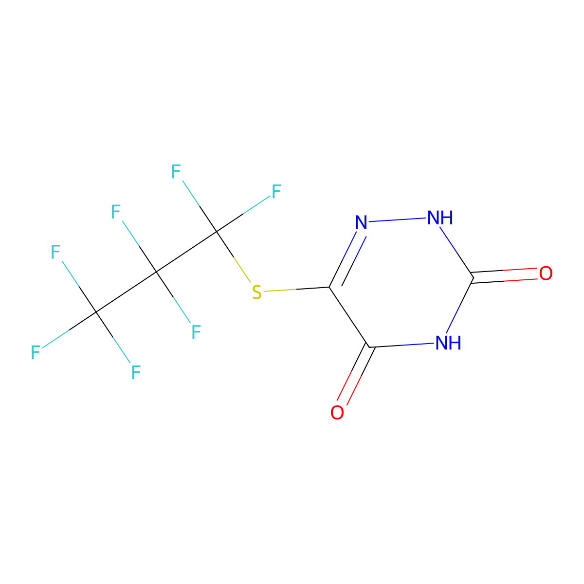6-((perfluoropropyl)thio)-1,2,4-triazine-3,5(2H,4H)-dione molecular structure, CAS 113307-06-5