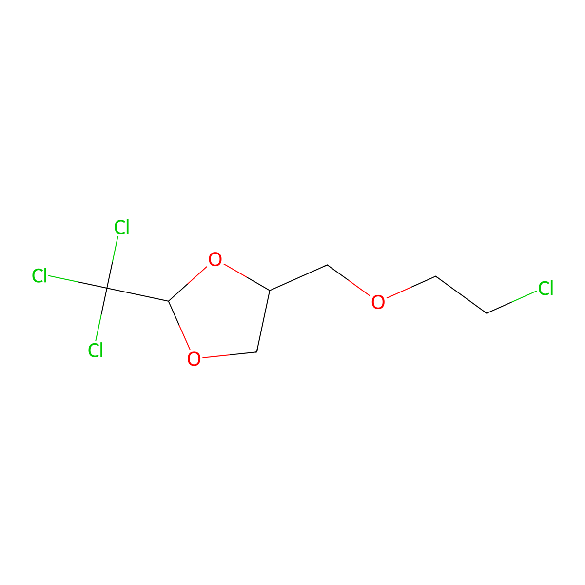 1,3-Dioxolane, 4-[(2-chloroethoxy)methyl]-2-(trichloromethyl)- molecular structure, CAS 113308-20-6