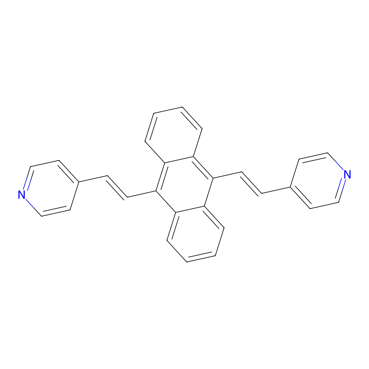 9,10-Bis((E)-2-(pyridin-4-yl)vinyl)anthracene molecular structure, CAS 113308-38-6