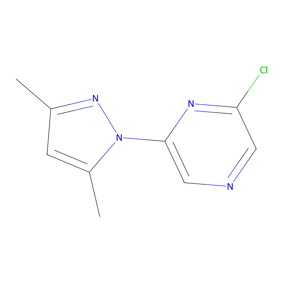 2-chloro-6-(3,5-dimethyl-1H-pyrazol-1-yl)pyrazine molecular structure, CAS 1133082-92-4