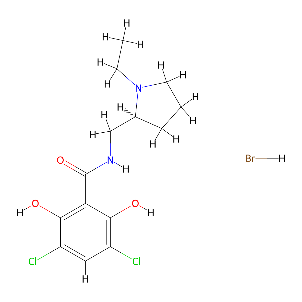 S-(+)-O-Desmethylraclopride hydrobromide molecular structure, CAS 113310-88-6