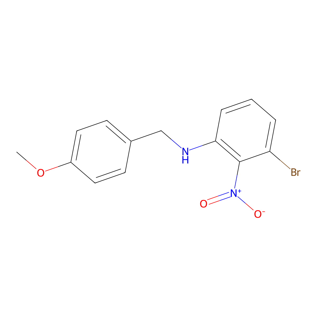 3-Bromo-N-(4-methoxybenzyl)-2-nitroaniline molecular structure, CAS 1133115-36-2