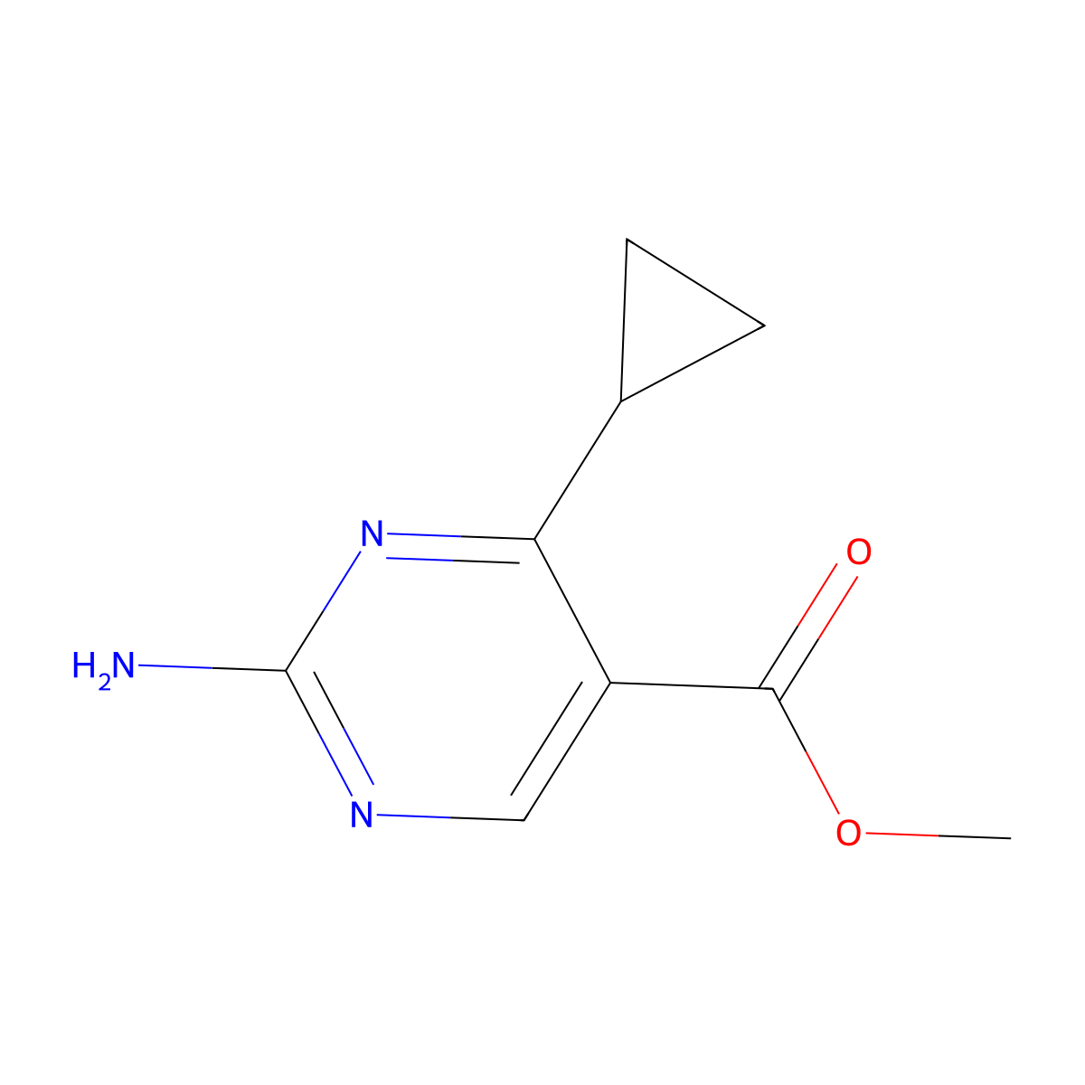 Methyl 2-amino-4-cyclopropylpyrimidine-5-carboxylate molecular structure, CAS 1133115-42-0