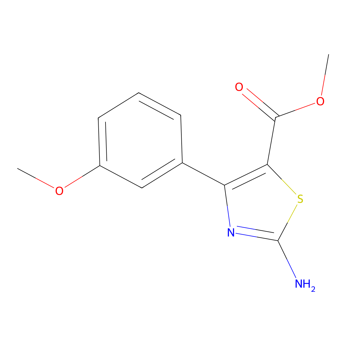 Methyl 2-amino-4-(3-methoxyphenyl)thiazole-5-carboxylate molecular structure, CAS 1133115-46-4