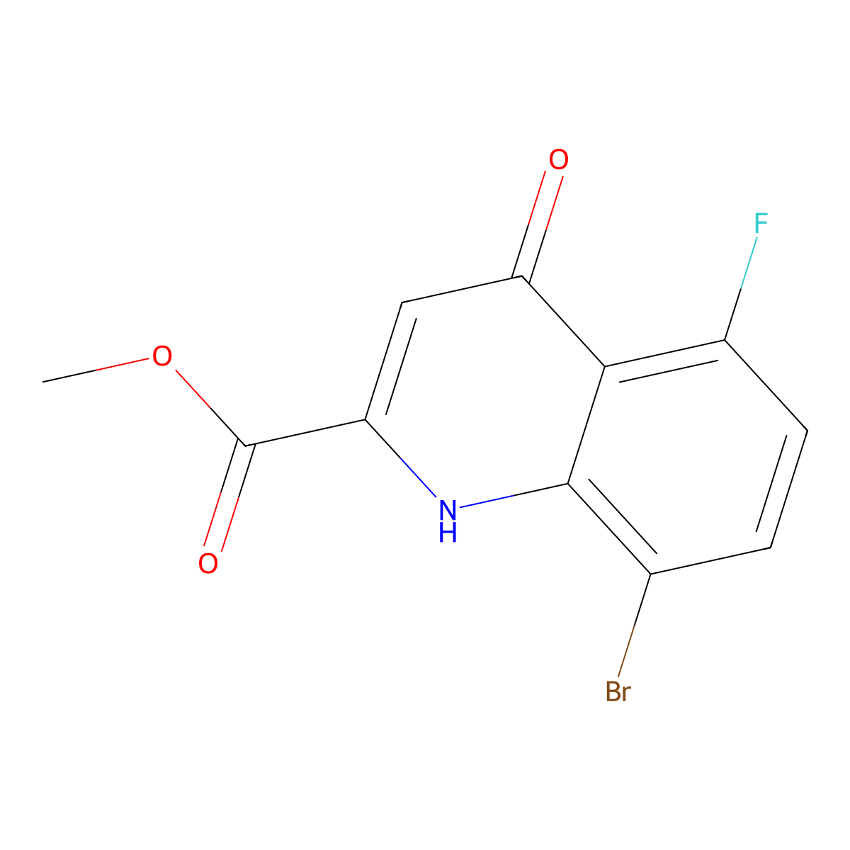 Methyl 8-bromo-5-fluoro-4-hydroxyquinoline-2-carboxylate molecular structure, CAS 1133115-48-6
