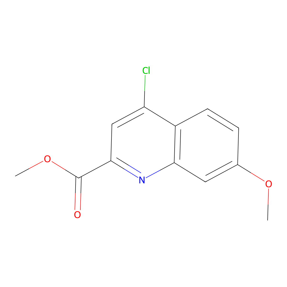 Methyl 4-chloro-7-methoxyquinoline-2-carboxylate molecular structure, CAS 1133115-50-0