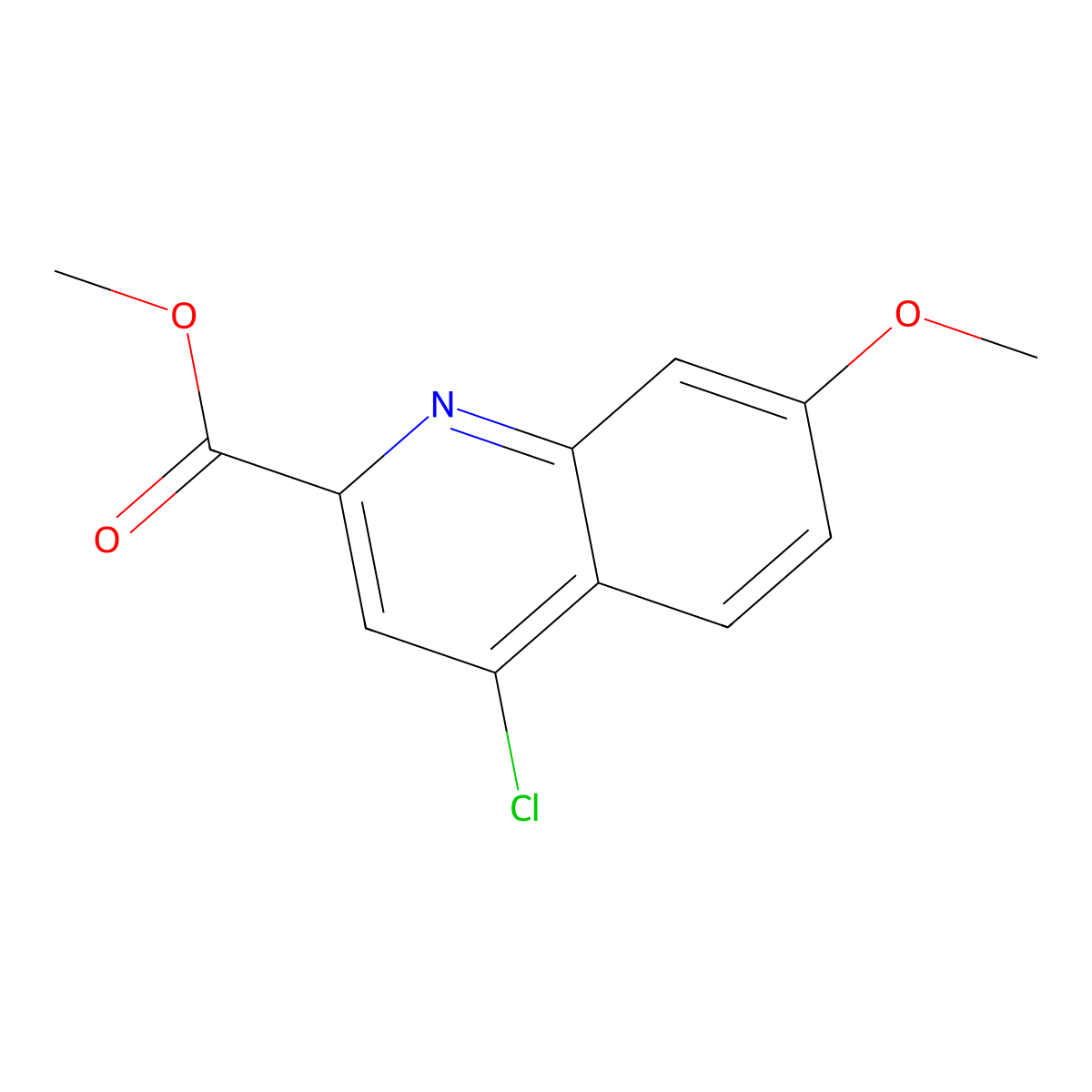 Methyl 4-chloro-7-methoxyquinoline-2-carboxylate molecular structure, CAS 1133115-50-0