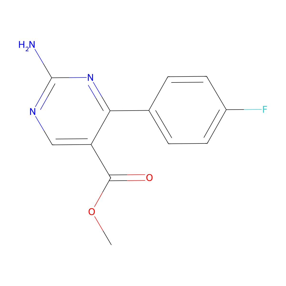 Methyl 2-amino-4-(4-fluorophenyl)pyrimidine-5-carboxylate molecular structure, CAS 1133115-54-4