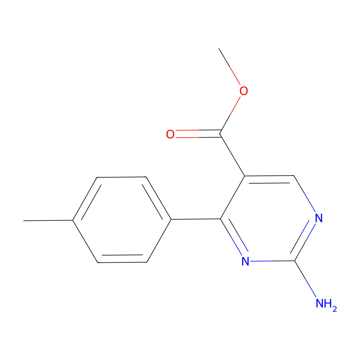 Methyl 2-amino-4-p-tolylpyrimidine-5-carboxylate molecular structure, CAS 1133115-58-8