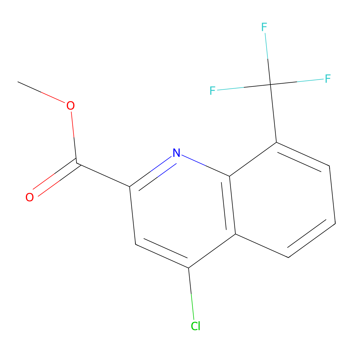 Methyl 4-chloro-8-(trifluoromethyl)quinoline-2-carboxylate molecular structure, CAS 1133115-62-4