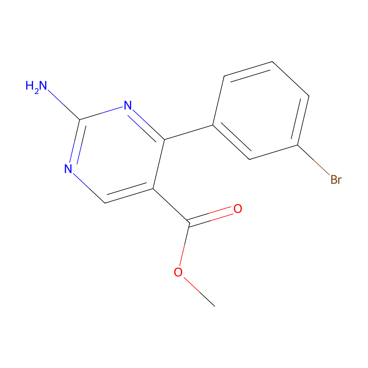 Methyl 2-amino-4-(3-bromophenyl)pyrimidine-5-carboxylate molecular structure, CAS 1133115-93-1