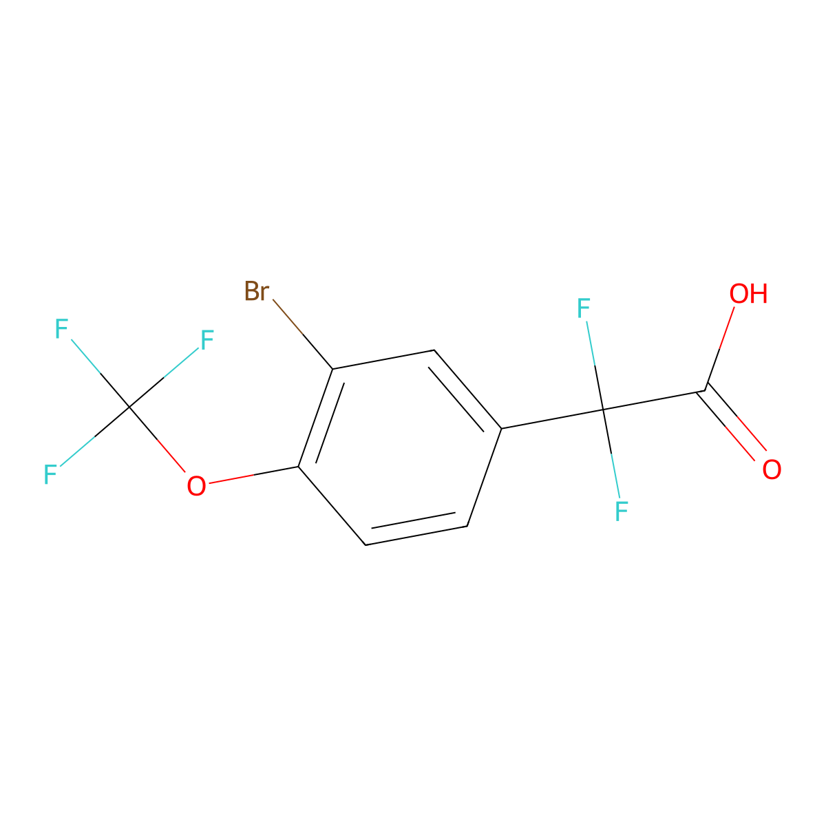 2-(3-Bromo-4-(trifluoromethoxy)phenyl)-2,2-difluoroacetic acid molecular structure, CAS 1133116-05-8