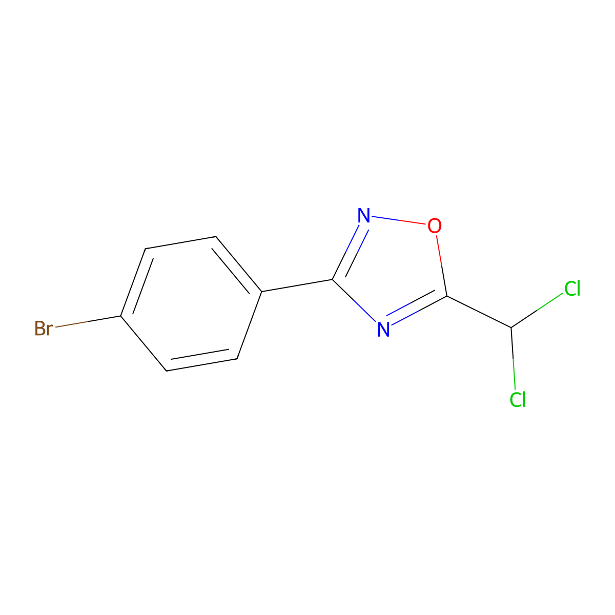 3-(4-Bromophenyl)-5-(dichloromethyl)-1,2,4-oxadiazole molecular structure, CAS 1133116-19-4