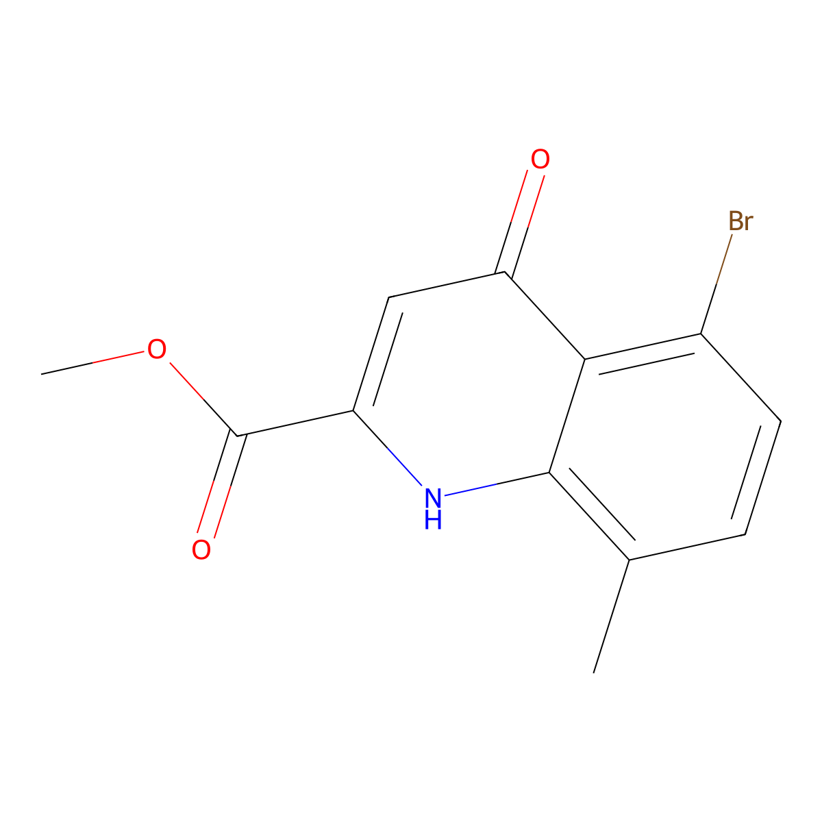 Methyl 5-bromo-8-methyl-4-oxo-1,4-dihydroquinoline-2-carboxylate molecular structure, CAS 1133116-21-8
