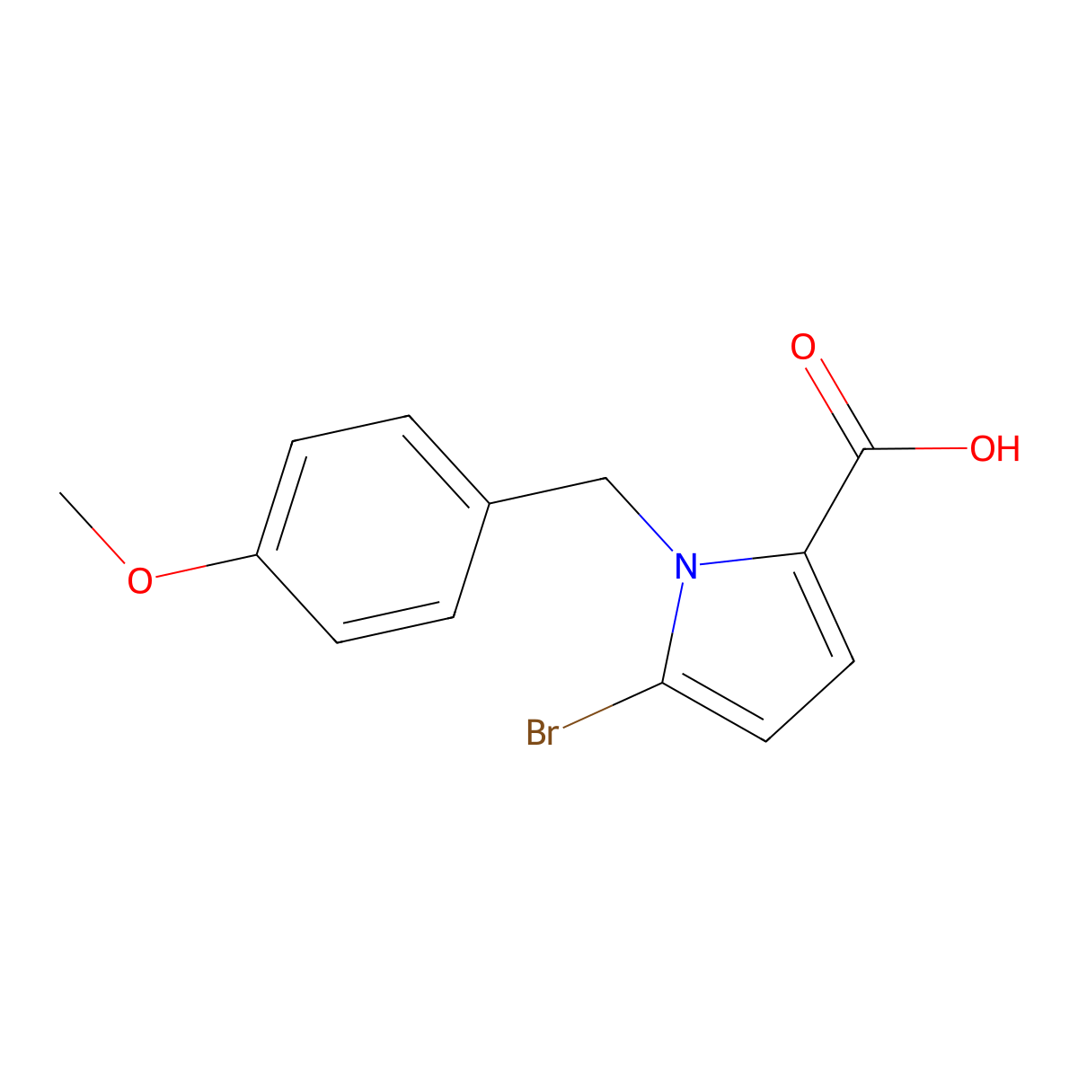 5-Bromo-1-(4-methoxybenzyl)-1H-pyrrole-2-carboxylic acid molecular structure, CAS 1133116-25-2