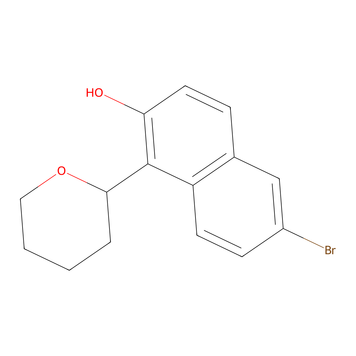 6-Bromo-1-(tetrahydropyran-2-yl)naphthalen-2-ol molecular structure, CAS 1133116-41-2