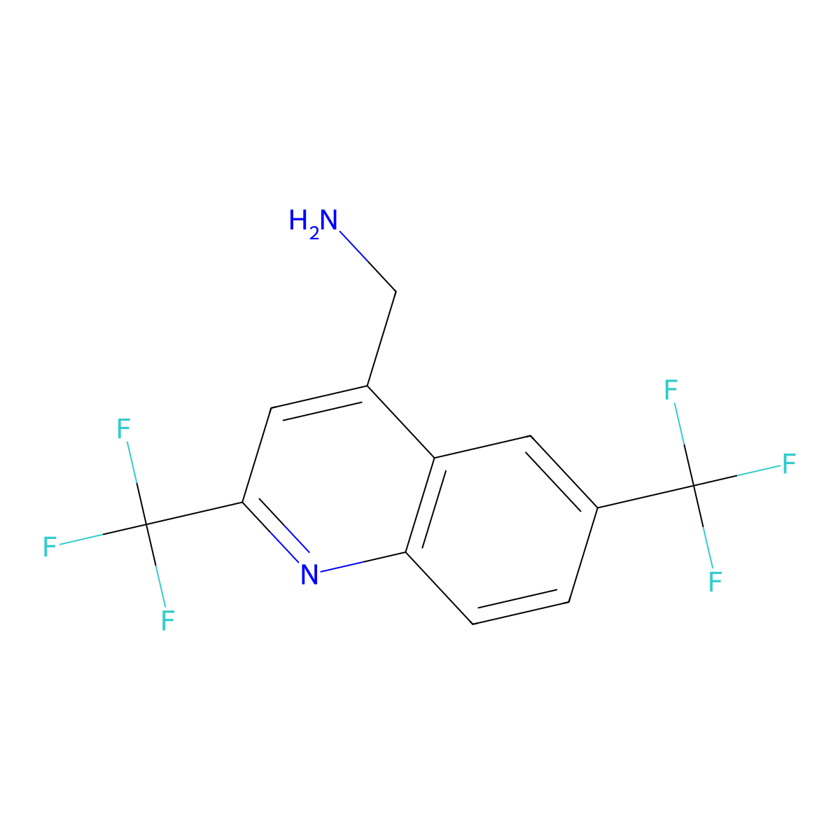 (2,6-Bis(trifluoromethyl)quinolin-4-yl)methanamine molecular structure, CAS 1133123-13-3