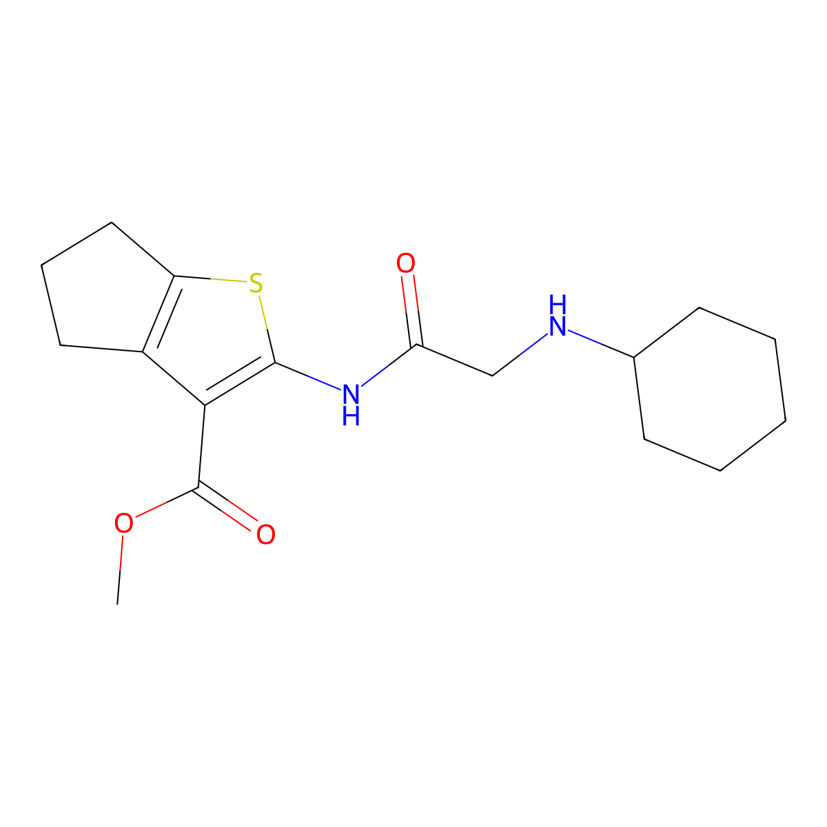 methyl 2-{[(cyclohexylamino)acetyl]amino}-5,6-dihydro-4H-cyclopenta[b]thiophene-3-carboxylate molecular structure, CAS 1133123-40-6