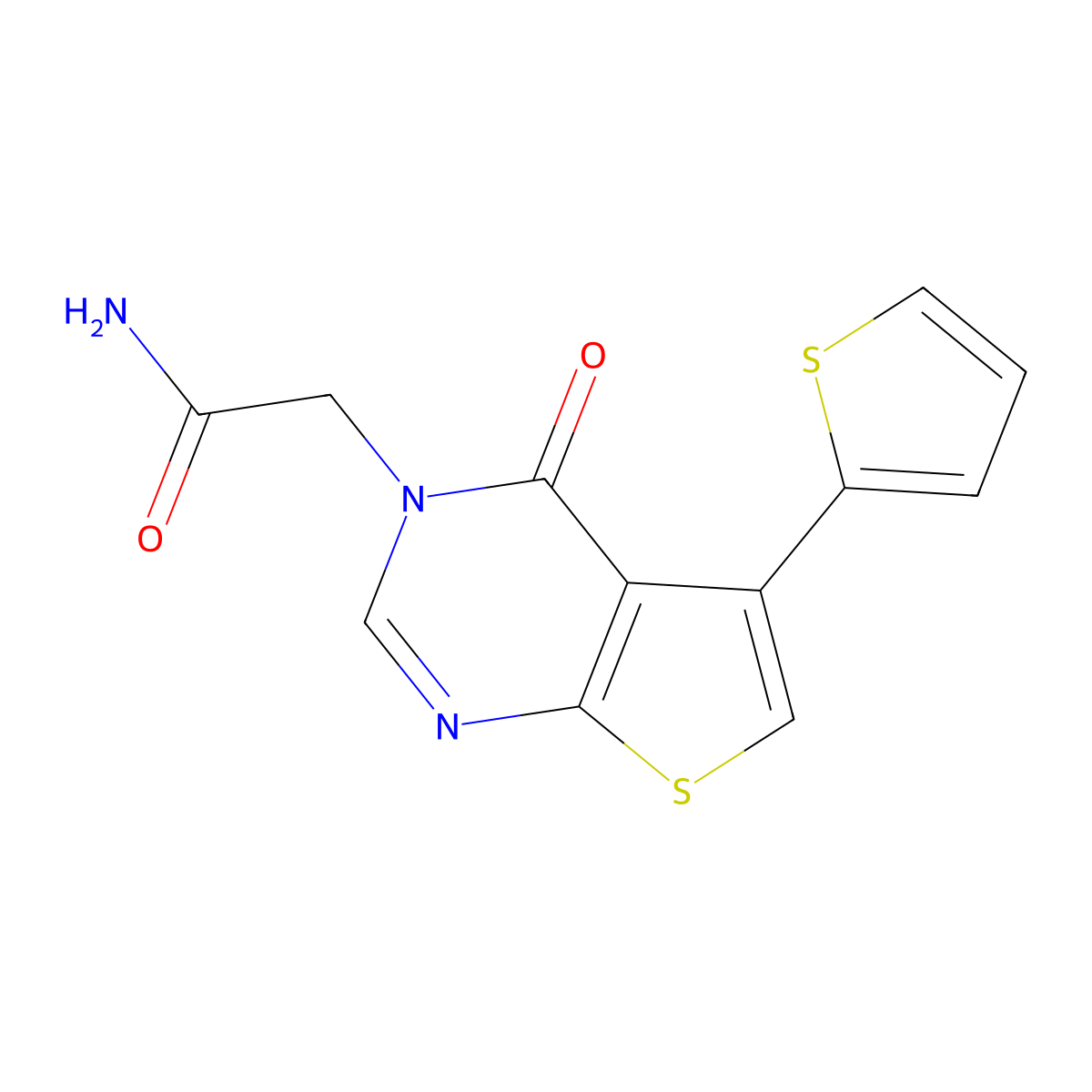 2-(4-oxo-5-(2-thienyl)thieno[2,3-d]pyrimidin-3(4H)-yl)acetamide molecular structure, CAS 1133123-94-0