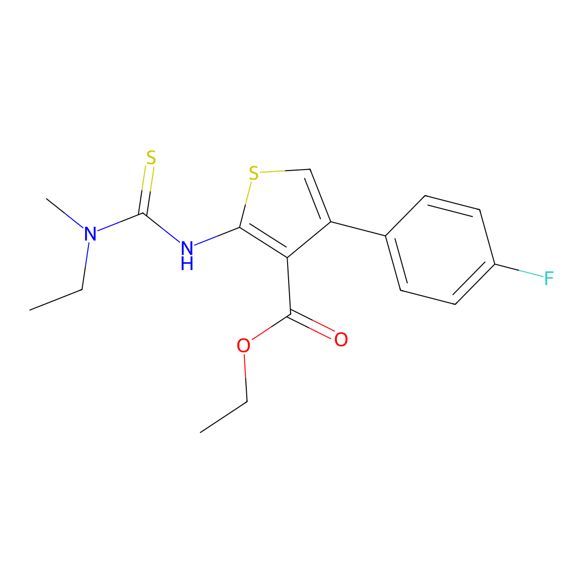 Ethyl 2-({[ethyl(methyl)amino]carbothioyl}amino)-4-(4-fluorophenyl)-3-thiophenecarboxylate molecular structure, CAS 1133126-35-8
