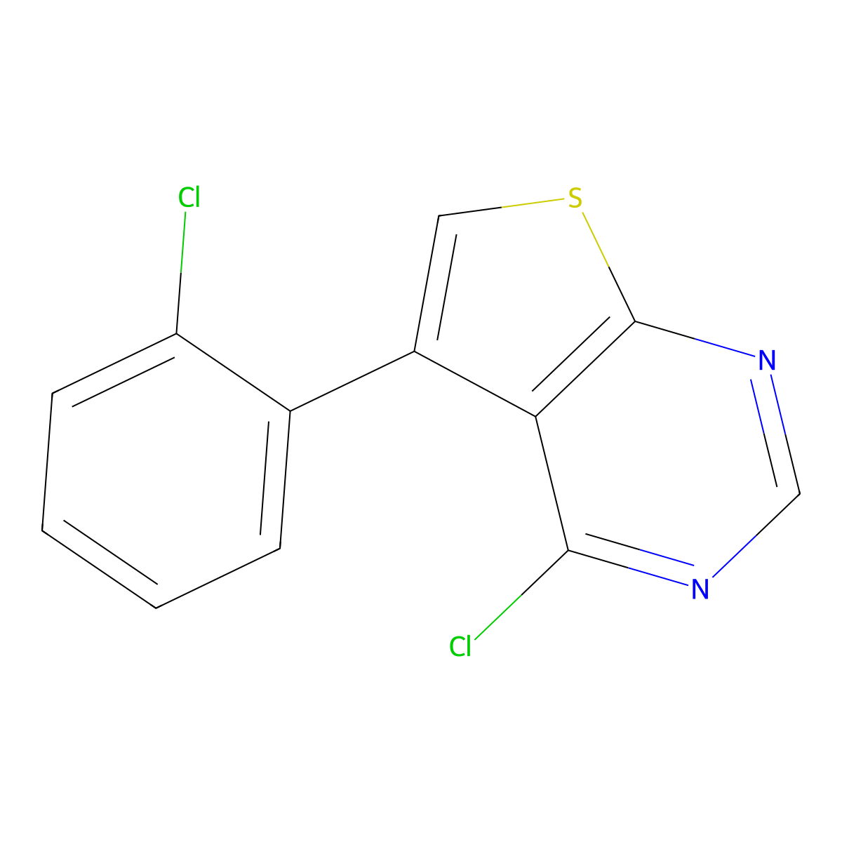 4-Chloro-5-(2-chlorophenyl)thieno[2,3-d]pyrimidine molecular structure, CAS 1133128-92-3