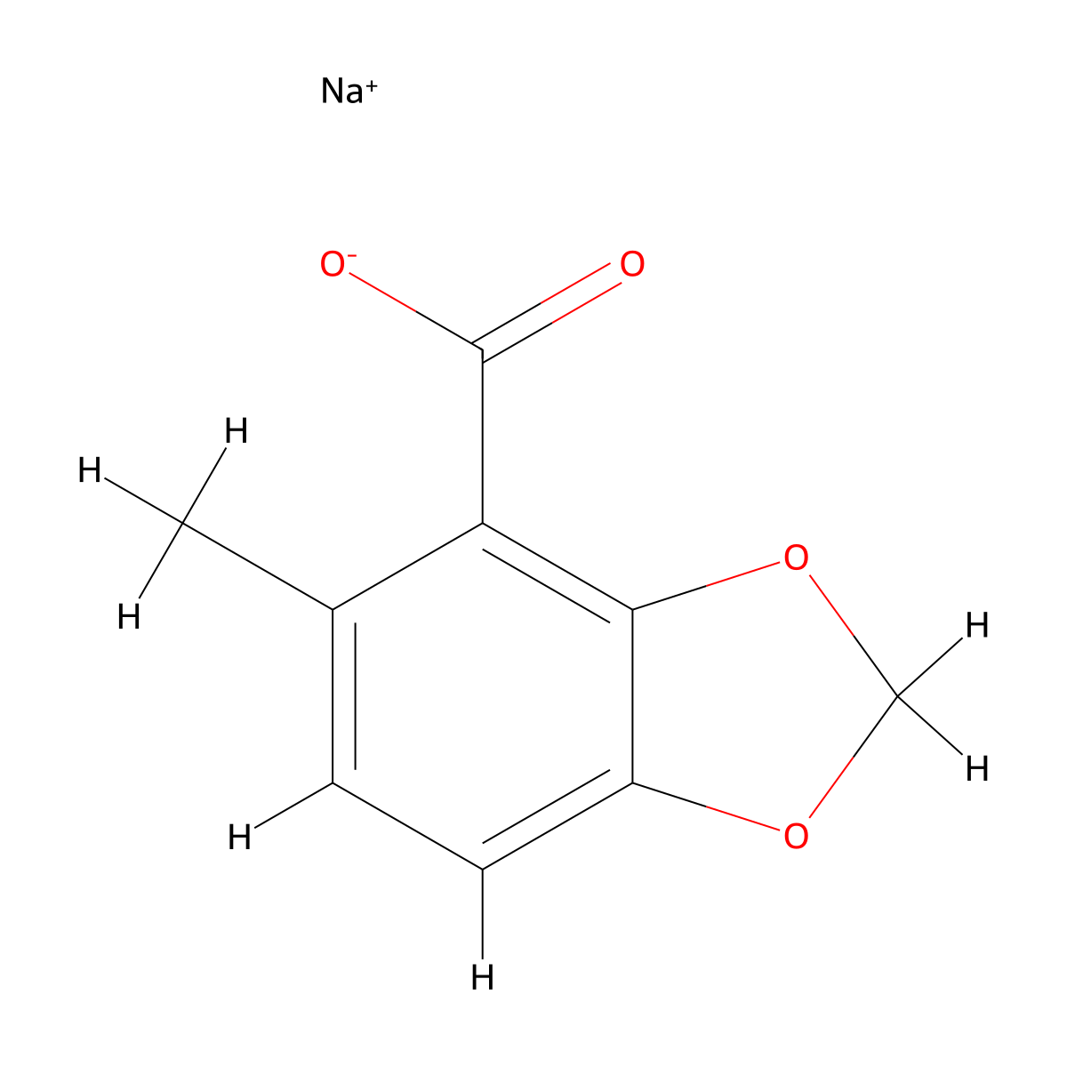 Sodium 5-methylbenzo[d][1,3]dioxole-4-carboxylate molecular structure, CAS 1133211-71-8