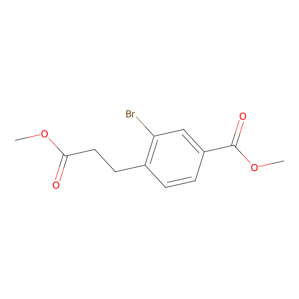 Methyl 3-bromo-4-(3-methoxy-3-oxopropyl)benzoate molecular structure, CAS 1133314-10-9