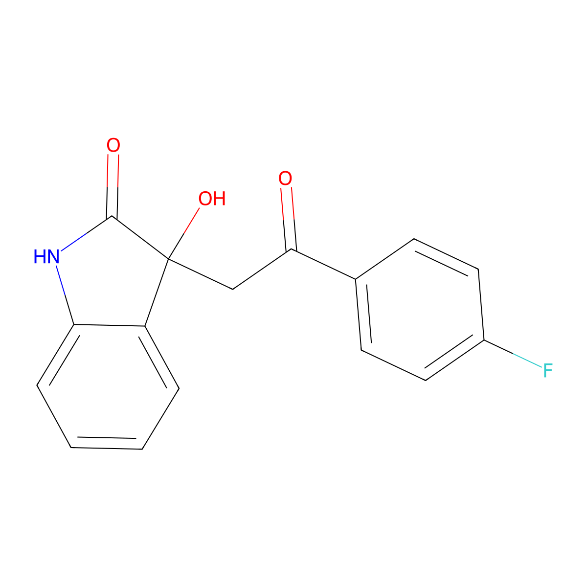2H-indol-2-one, 3-[2-(4-fluorophenyl)-2-oxoethyl]-1,3-dihydro-3-hydroxy- molecular structure, CAS 113333-93-0
