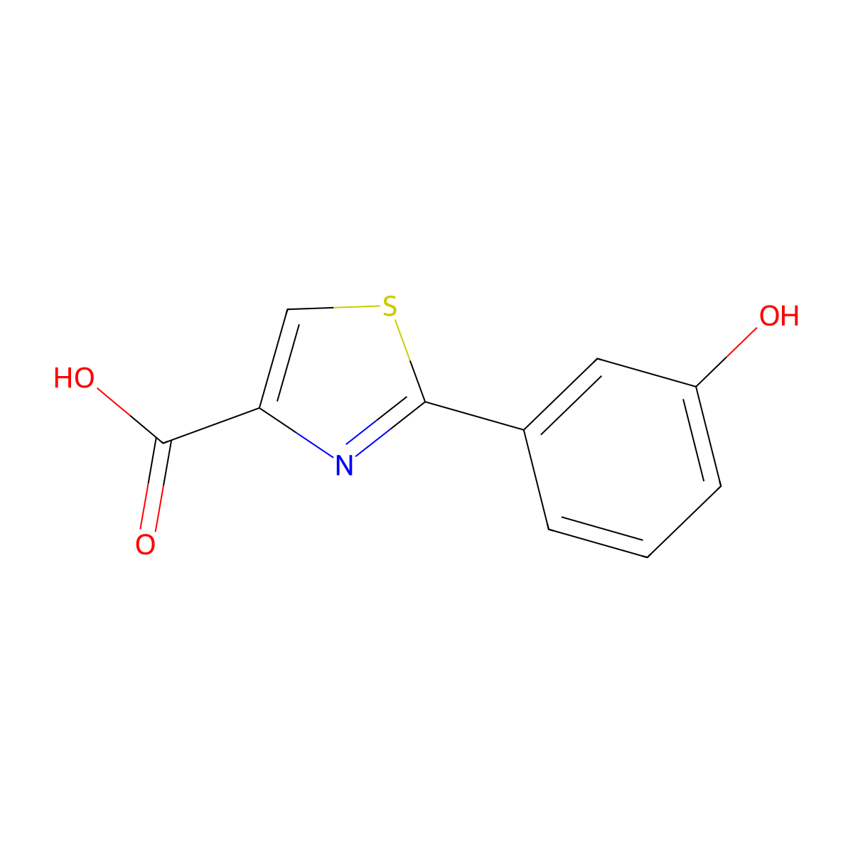 4-Thiazolecarboxylic acid, 2-(3-hydroxyphenyl)- molecular structure, CAS 113334-58-0