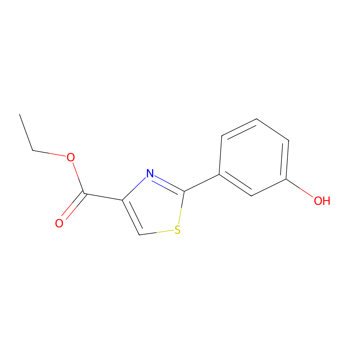 Ethyl 2-(3-hydroxyphenyl)-1,3-thiazole-4-carboxylate molecular structure, CAS 113334-59-1