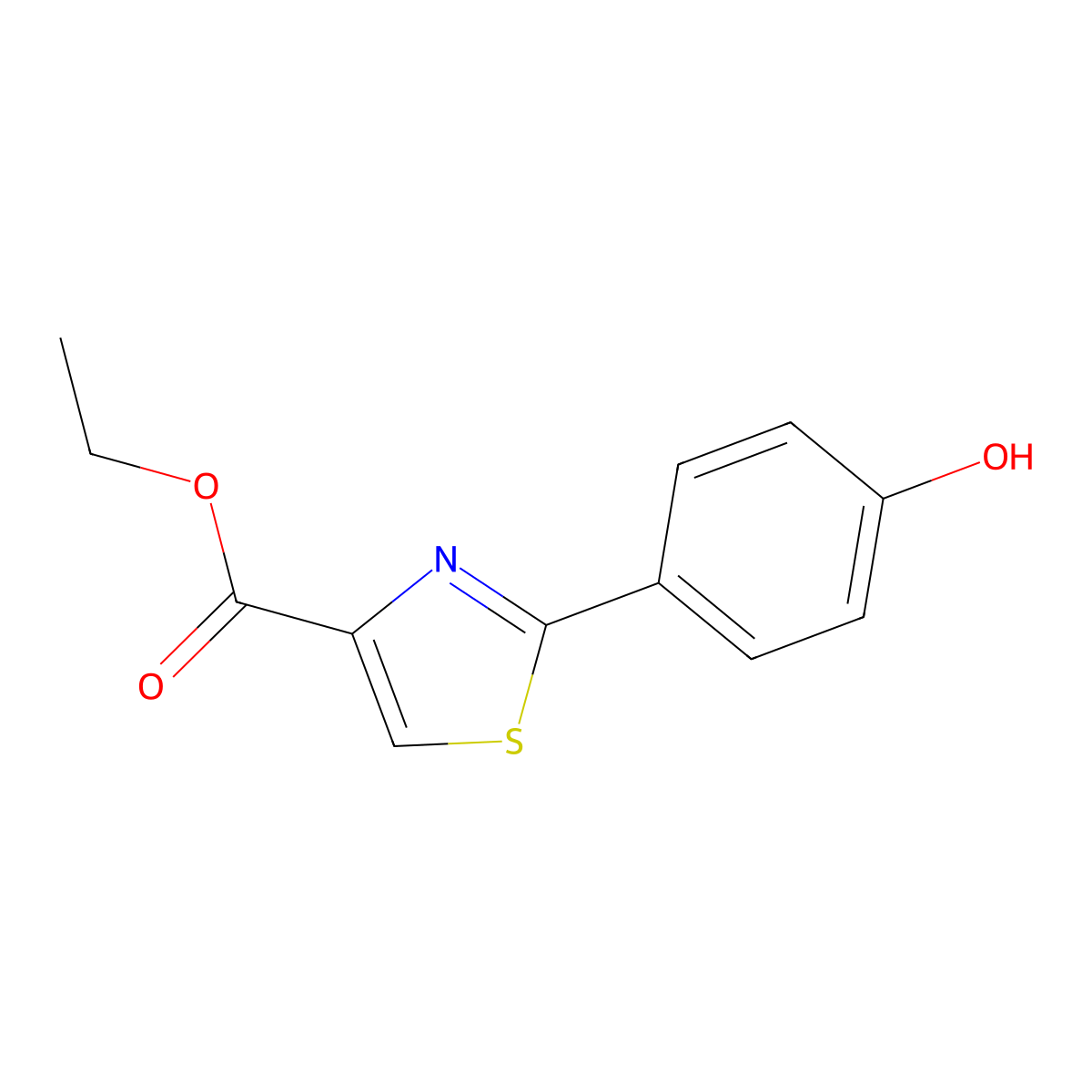 Ethyl 2-(4-hydroxyphenyl)thiazole-4-carboxylate molecular structure, CAS 11334-60-4
