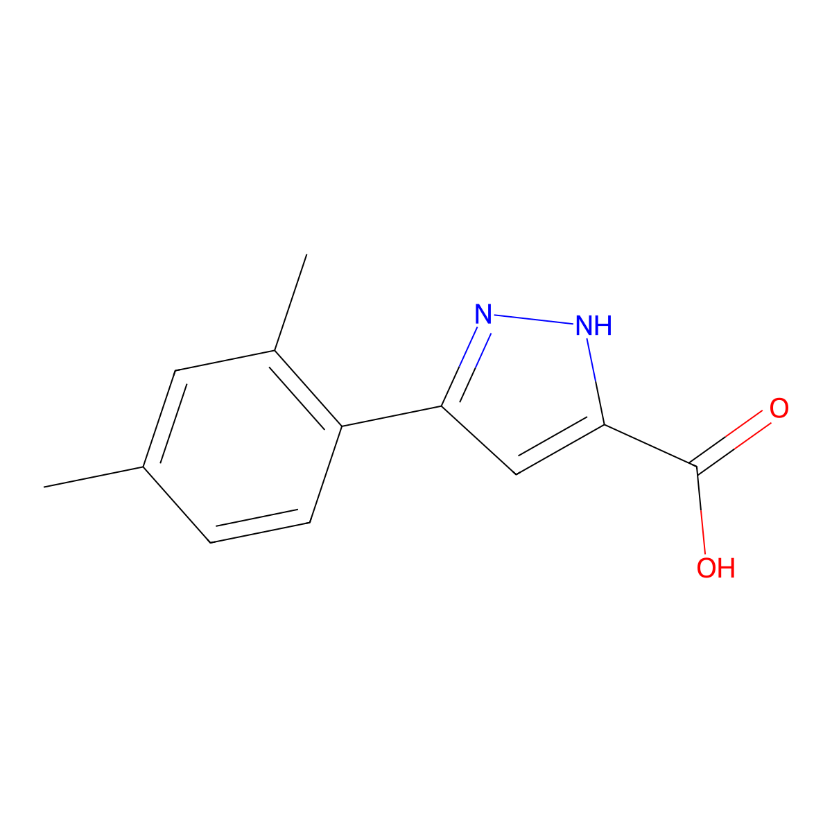 5-(2,4-Dimethylphenyl)-1H-pyrazole-3-carboxylic acid molecular structure, CAS 113342-33-9