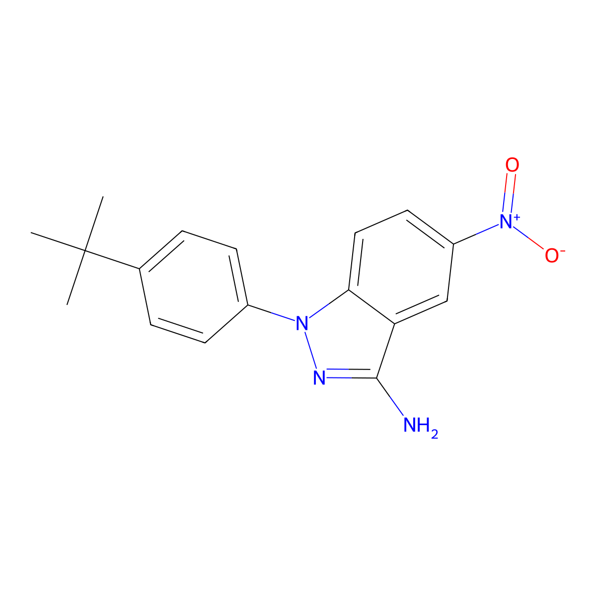1-(4-(tert-Butyl)phenyl)-5-nitro-1H-indazol-3-amine molecular structure, CAS 1133430-70-2