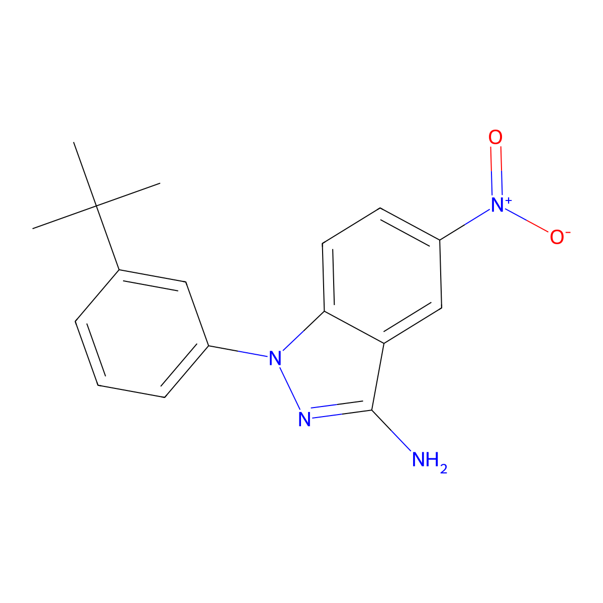 1-(3-(tert-Butyl)phenyl)-5-nitro-1H-indazol-3-amine molecular structure, CAS 1133430-71-3
