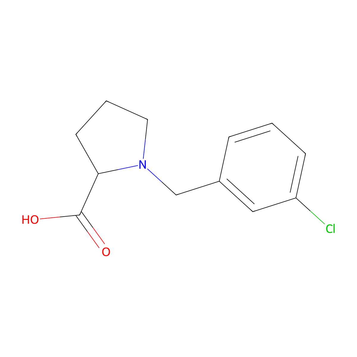1-(3-Chlorobenzyl)pyrrolidine-2-carboxylic acid molecular structure, CAS 1133437-54-3