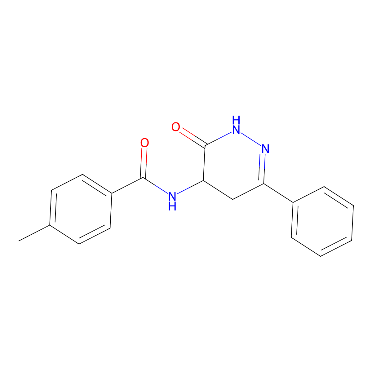 4-methyl-N-(3-oxo-6-phenyl-2,3,4,5-tetrahydropyridazin-4-yl)benzamide molecular structure, CAS 1133446-29-3
