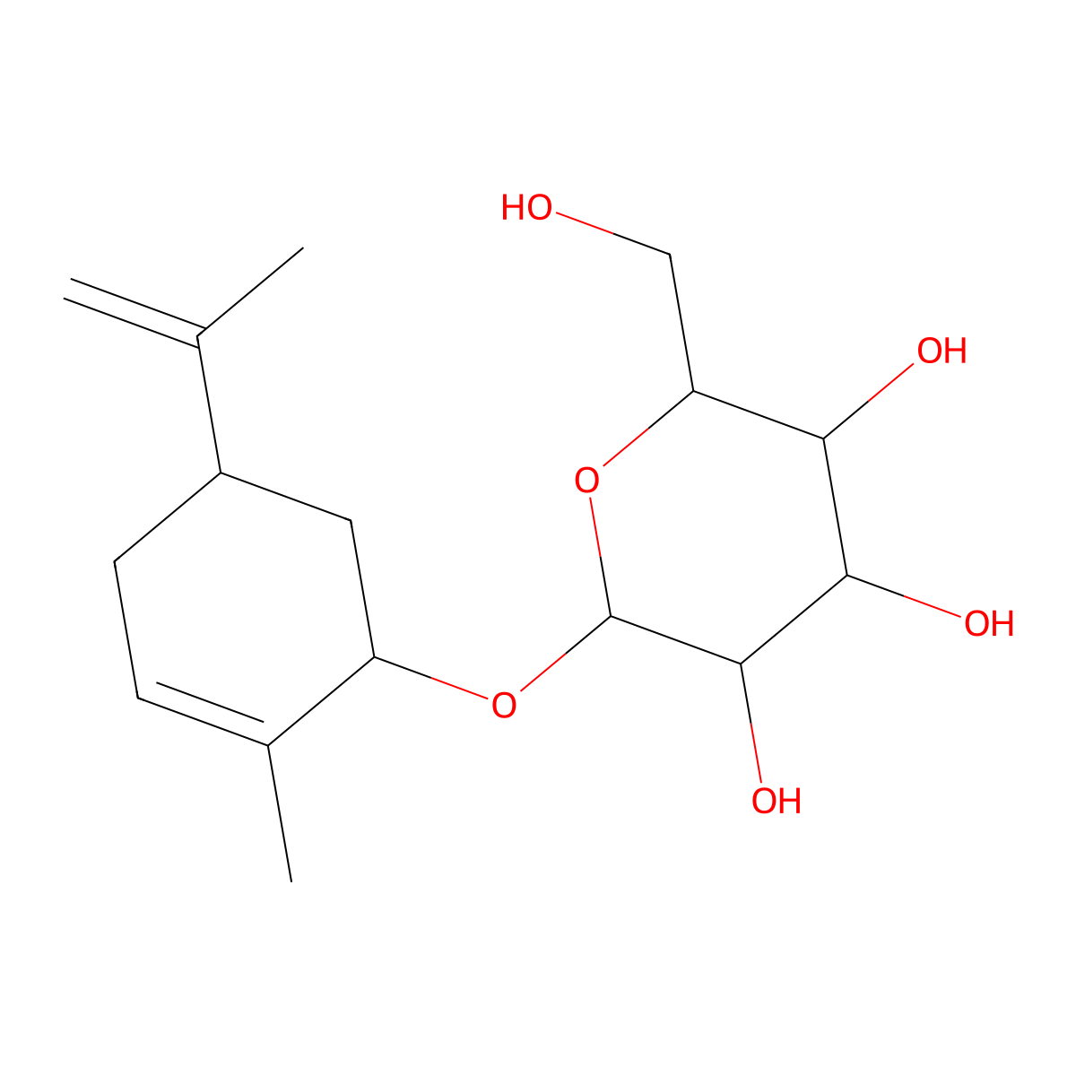 (-)-trans-Carveol glucoside molecular structure, CAS 113349-30-7