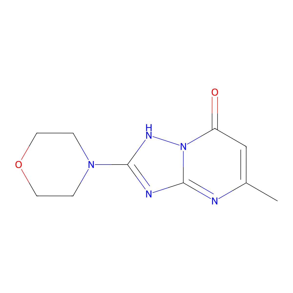 5-methyl-2-morpholin-4-yl[1,2,4]triazolo[1,5-a]pyrimidin-7(4H)-one molecular structure, CAS 113362-32-6