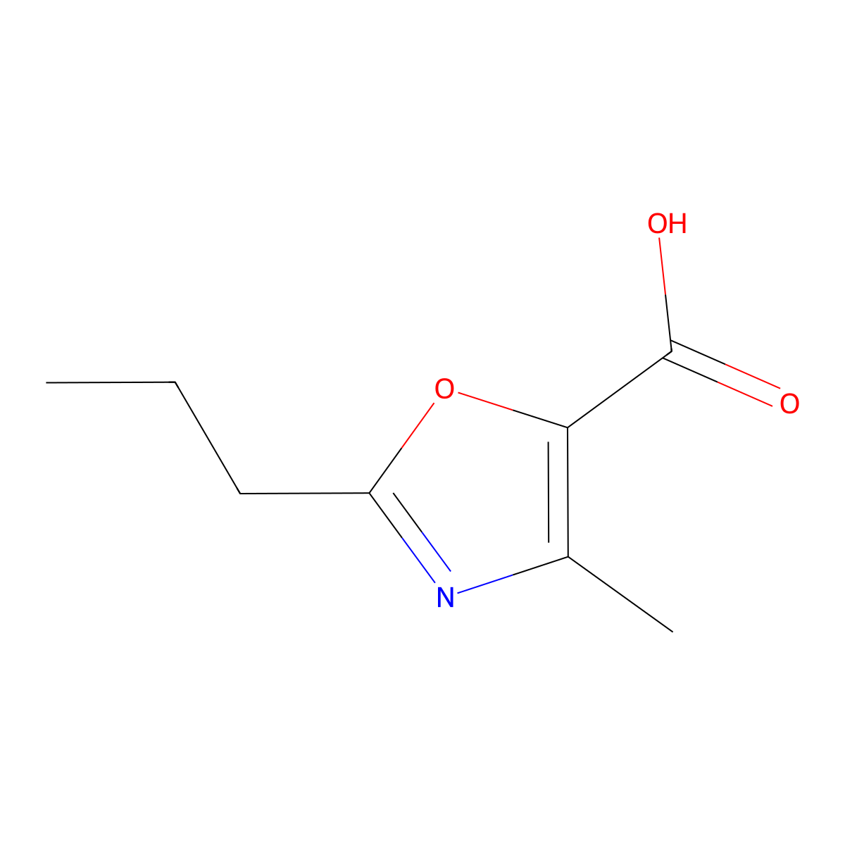 4-Methyl-2-propyl-5-oxazolecarboxylic acid molecular structure, CAS 113366-52-2