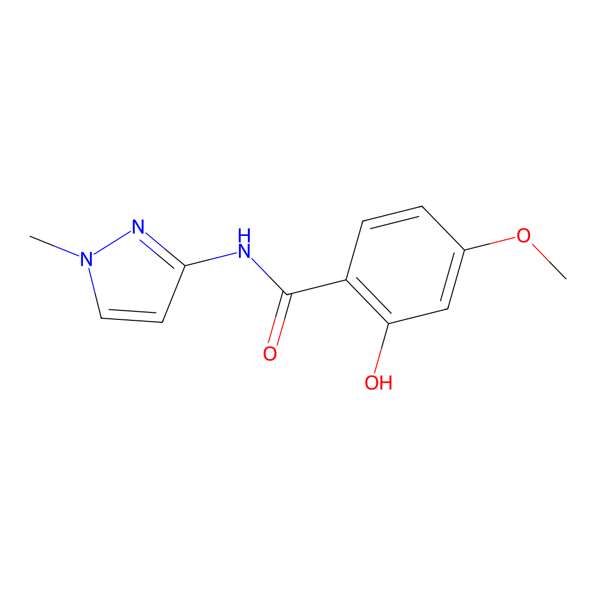 2-hydroxy-4-methoxy-N-(1-methyl-1H-pyrazol-3-yl)benzamide molecular structure, CAS 1133718-01-0