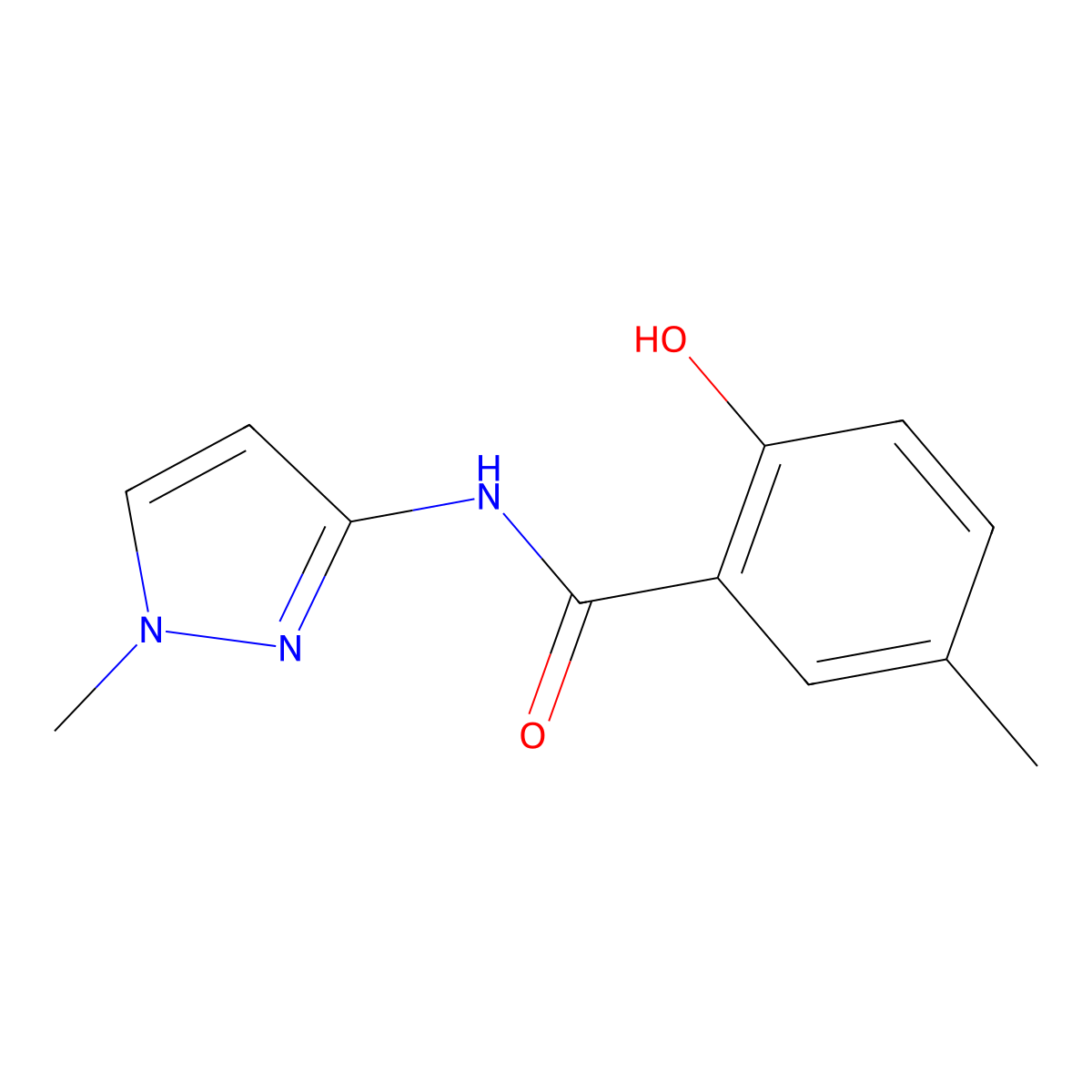 2-hydroxy-5-methyl-N-(1-methyl-1H-pyrazol-3-yl)benzamide molecular structure, CAS 1133718-02-1