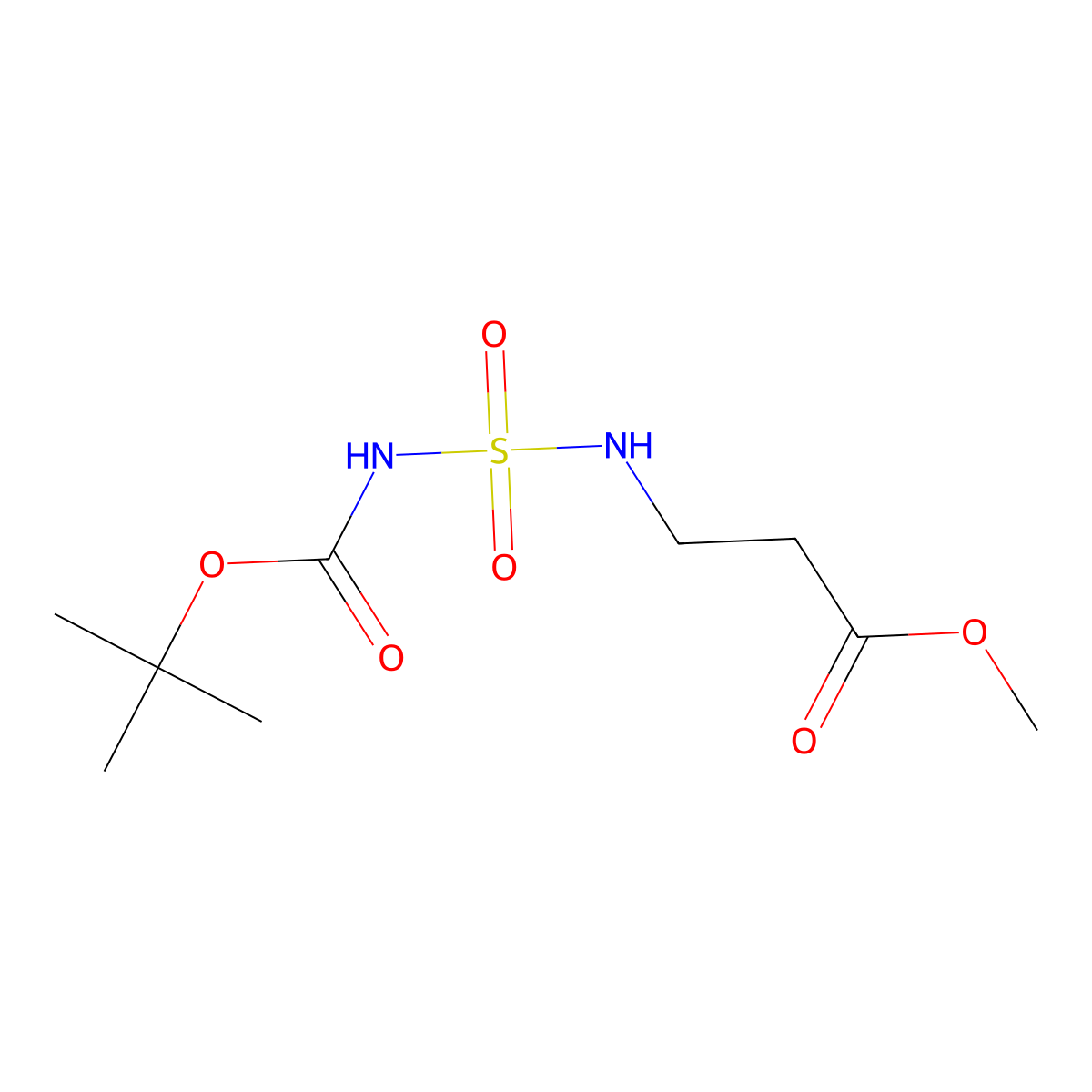 Methyl 3-[({[(tert-butoxy)carbonyl]amino}sulfonyl)amino]propanoate molecular structure, CAS 1133725-37-7