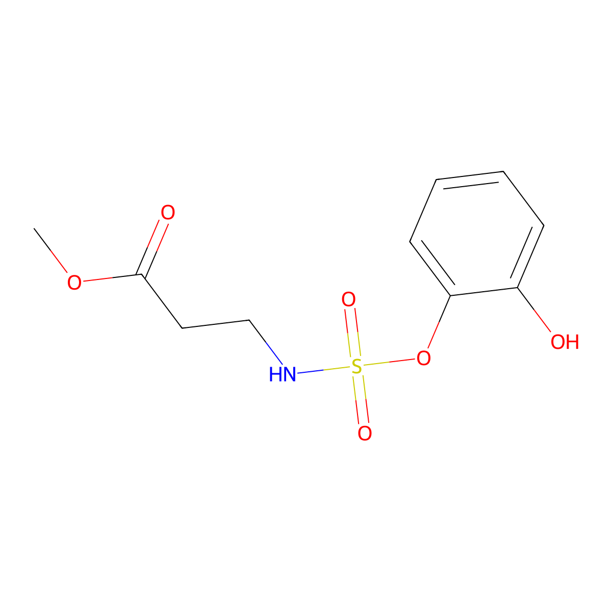 Methyl 3-{[(2-hydroxyphenoxy)sulfonyl]amino}propanoate molecular structure, CAS 1133725-45-7