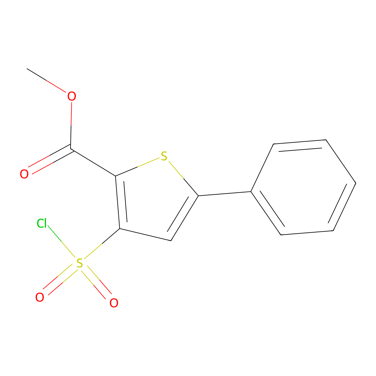 Methyl 3-(chlorosulfonyl)-5-phenylthiophene-2-carboxylate molecular structure, CAS 113387-58-9
