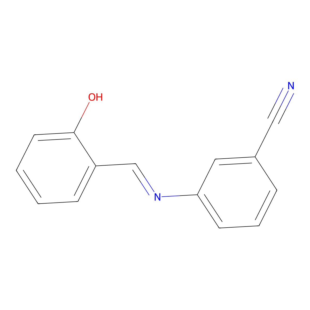 Benzonitrile, 3-(2-hydroxybenzylidenamino)- molecular structure, CAS 1133909-87-1