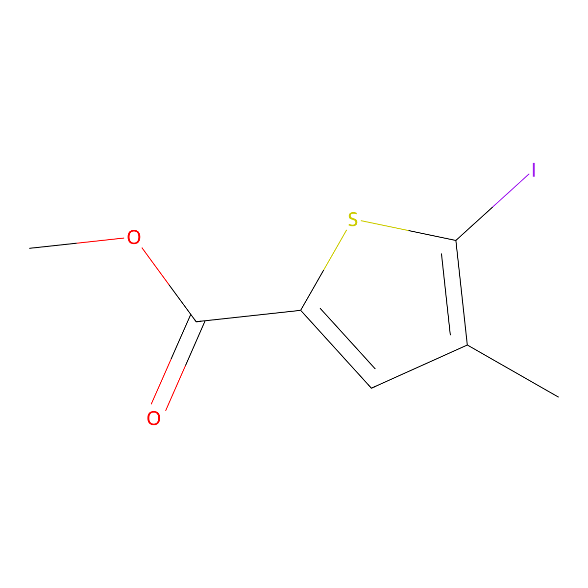 Methyl 5-iodo-4-methylthiophene-2-carboxylate molecular structure, CAS 1133930-94-5