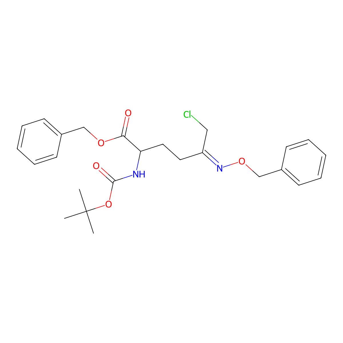 Benzyl 6-chloro-2-[(2-methylpropan-2-yl)oxycarbonylamino]-5-phenylmethoxyiminohexanoate molecular structure, CAS 1133931-73-3