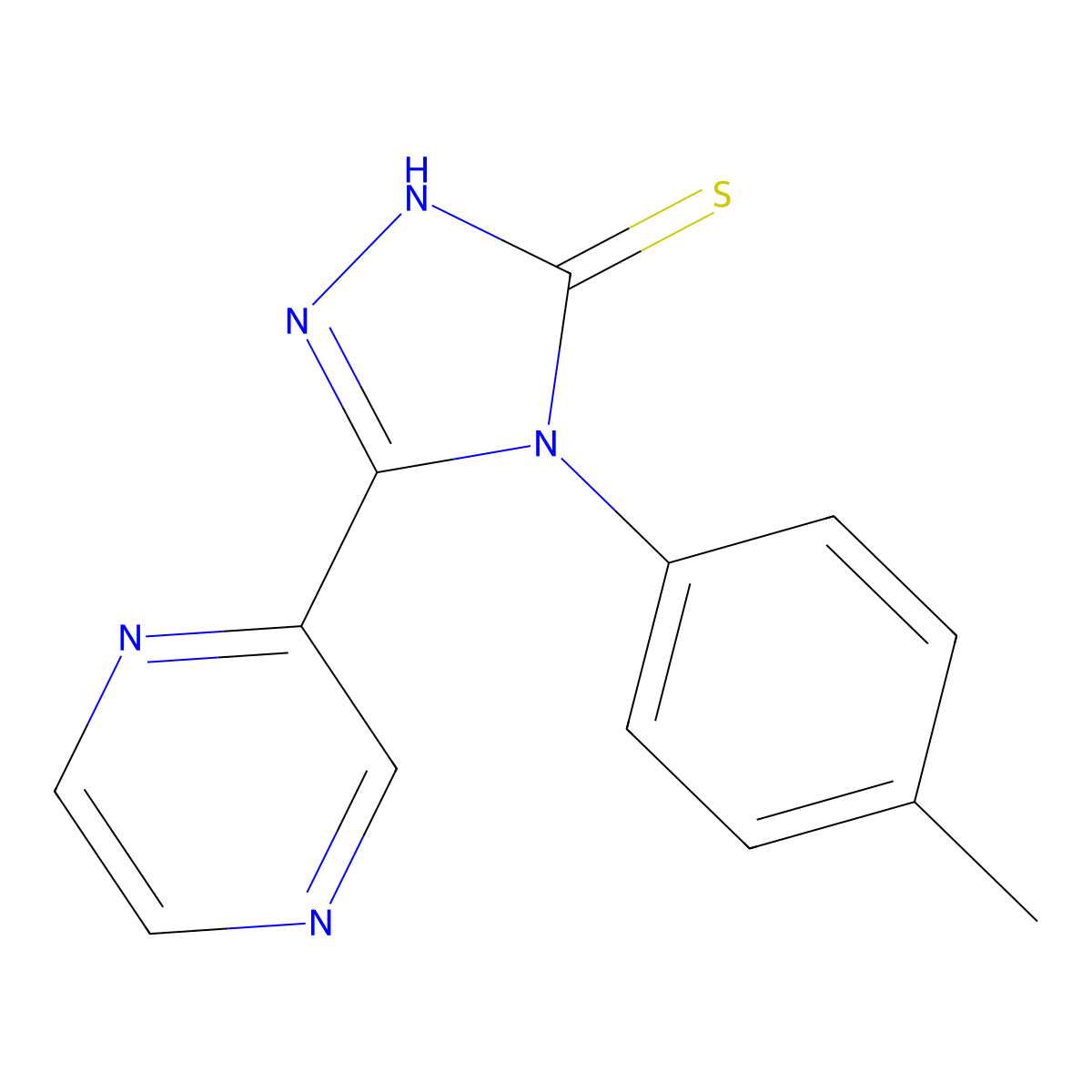 4-(4-methylphenyl)-5-(pyrazin-2-yl)-4H-1,2,4-triazole-3-thiol molecular structure, CAS 113399-90-9