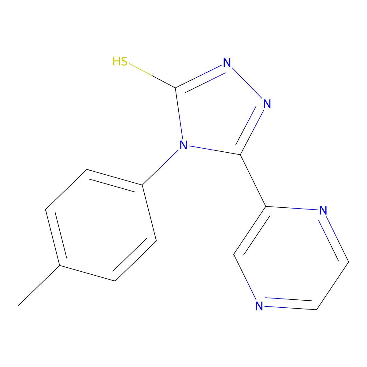 4-(4-methylphenyl)-5-(pyrazin-2-yl)-4H-1,2,4-triazole-3-thiol molecular structure, CAS 113399-90-9