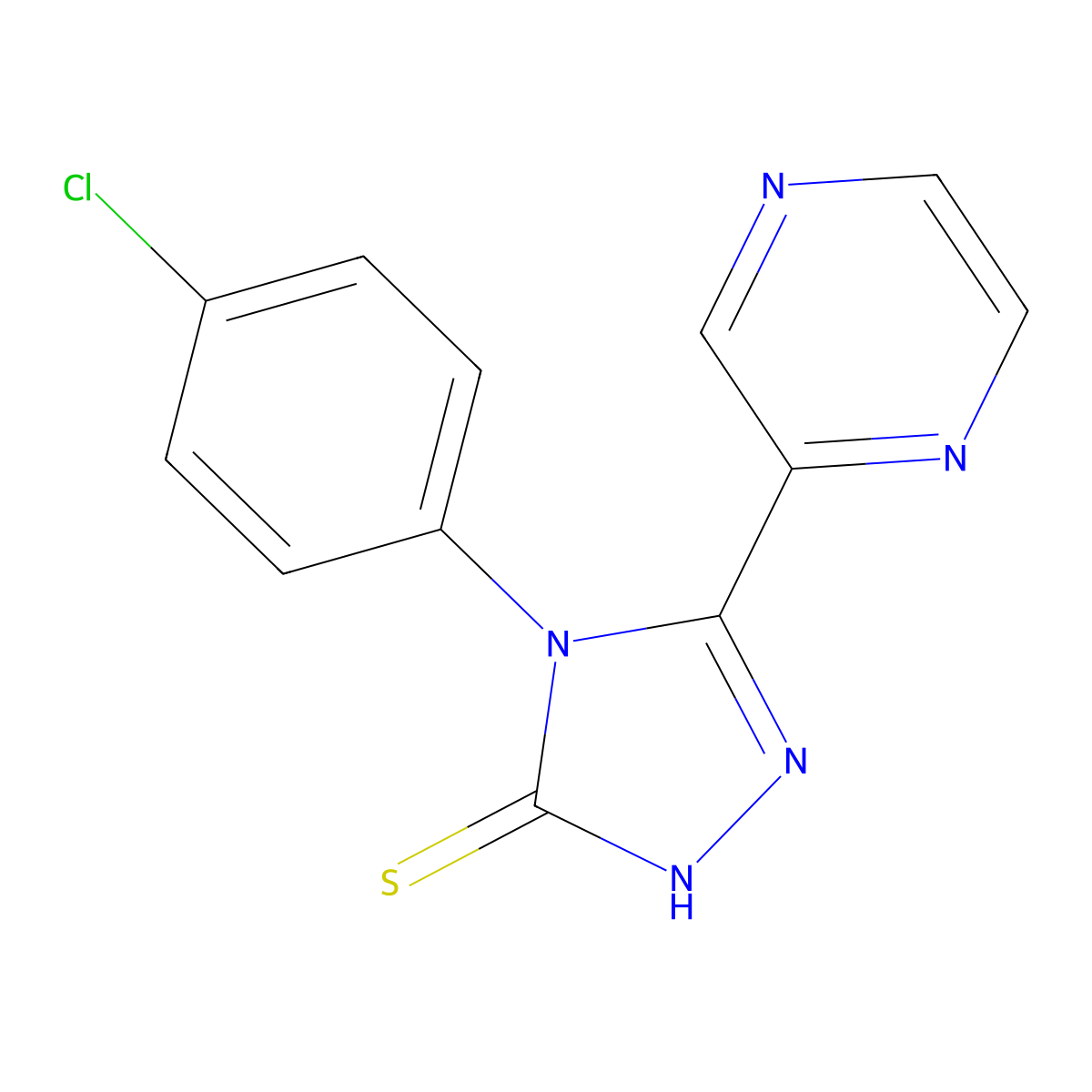 4-(4-chlorophenyl)-5-(pyrazin-2-yl)-4H-1,2,4-triazole-3-thiol molecular structure, CAS 113399-91-0